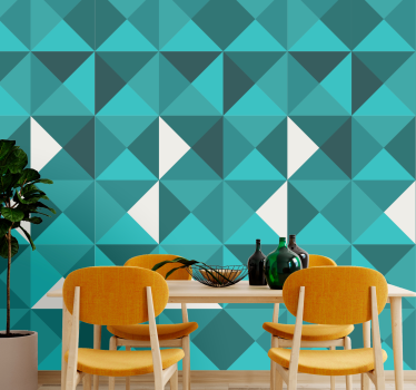 Carta da parati geometrica disegno triangolare blu - TenStickers