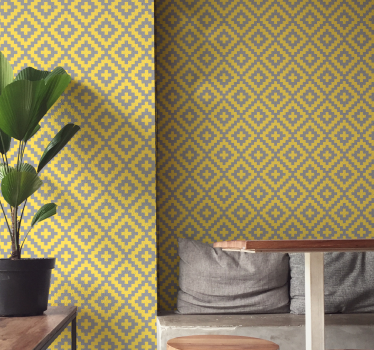 Carta da parati geometrica Modello triangolo grigio e giallo - TenStickers