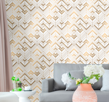 Carta da parati geometrica elegante motivo bianco e dorato - TenStickers
