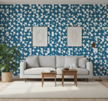 Carta da parati geometrica motivo cerchi blu - TenStickers