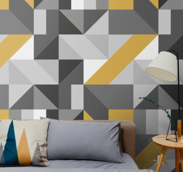 Carta da parati geometrica Motivo geometrico con elementi dorati - TenStickers