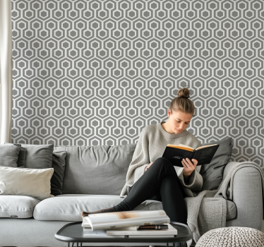 Carta da parati geometrica motivo grigio esagonale - TenStickers