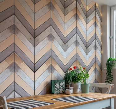 Carta da parati geometrica motivo in legno chevron - TenStickers