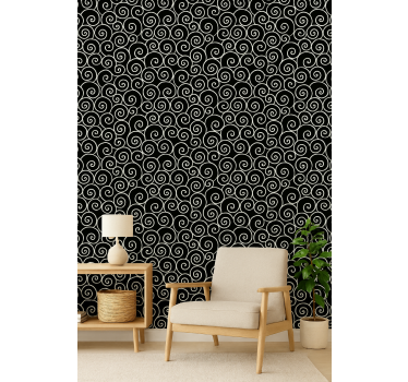 Carta da parati geometrica onde bianche e nere - TenStickers