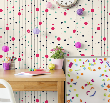 Carta parati geometrica pois rosa - TenStickers