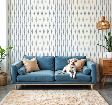 Carta da parati geometrica rabaul ikat blu e beige - TenStickers