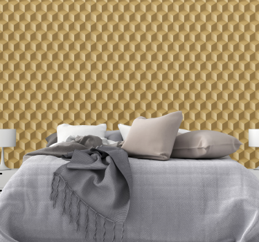 Carta da parati camera 3D texture cubica beige - TenStickers