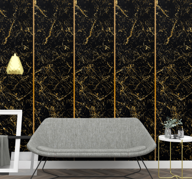 Carta da parati effetto marmo nero ed oro - TenStickers