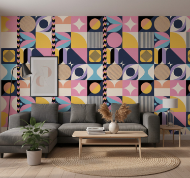 Carta da parati moderna arte geometrica a figure multiple - TenStickers