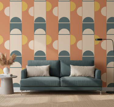Carta da parati moderna arte geometrica a semicerchi e rettangoli - TenStickers