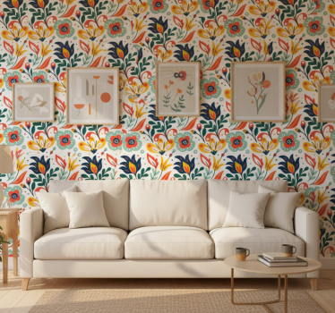 Carta da parati moderna fiori multicolore - TenStickers