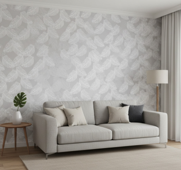 Carta da parati moderna floreale minimalista grigia - TenStickers