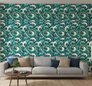 Carta da parati moderna grande onda stile giapponese - TenStickers