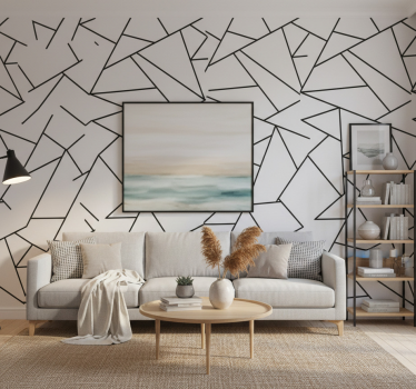 Carta da parati moderna linee geometriche nere design minimalista - TenStickers