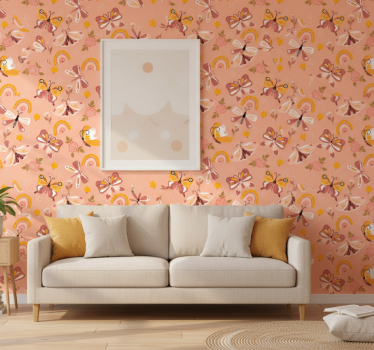 Carta da parati moderna motivo boho farfalle e arcobaleni - TenStickers