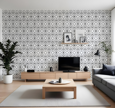 Carta da parati moderna motivo geometrico bianco e nero - TenStickers