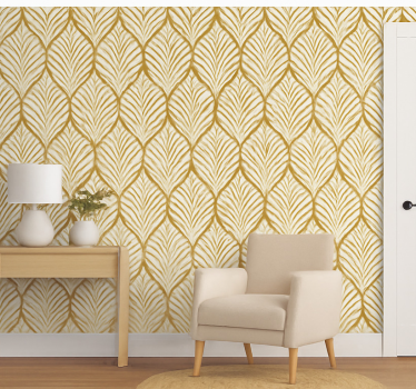 Carta da parati moderna motivo geometrico foglia oro - TenStickers