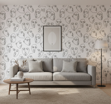 Carta da parati moderna motivo volti line art - TenStickers