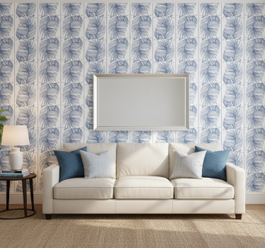 Carta da parati moderna piume blu stile hampton - TenStickers