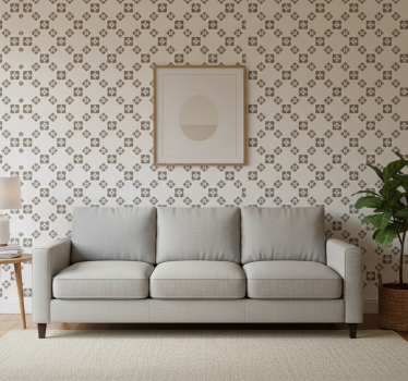 Carta da parati natura design quadrifoglio beige - TenStickers