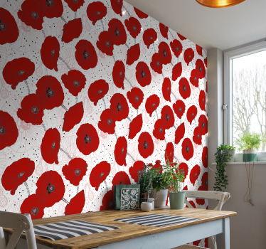 Carta da parati con fiori rossi - TenStickers