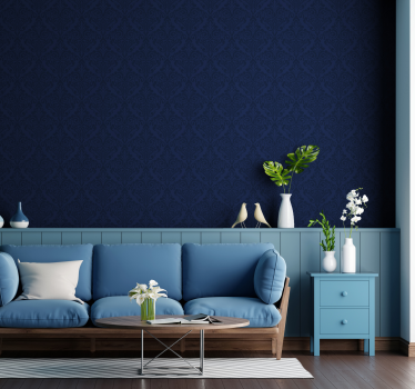 Carta da parati soggiorno damasco blu navy - TenStickers