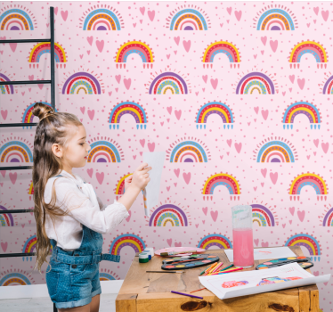 Carta da parati cameretta modelli di cuori arcobaleno - TenStickers