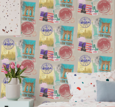 Carta da parati new york francobolli di new york - TenStickers