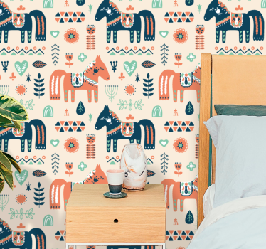 Carta da parati per camera da letto Foglie nordiche su sfondo bei - TenStickers