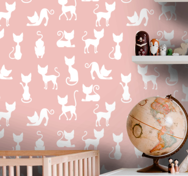 Carta da parati per camera da letto Gatti che si allungano astrat - TenStickers