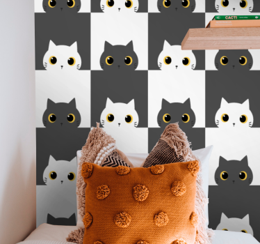 Carta da parati per camera da letto Gatti in bianco e nero su pel - TenStickers