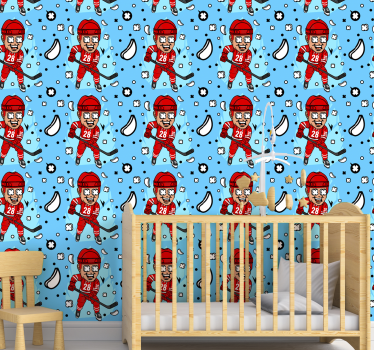 Carta da parati cameretta personaggi hockey cartoon - TenStickers