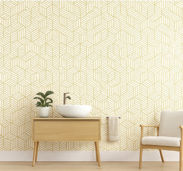 Carta da parati quadrati cubi geometrici oro - TenStickers
