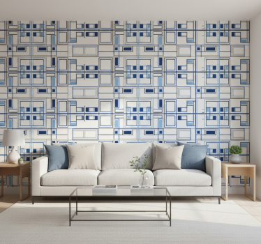 Carta da parati quadrati forme geometriche blu - TenStickers