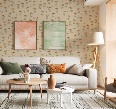 Carta da parati soggiorno fiori arancio - TenStickers