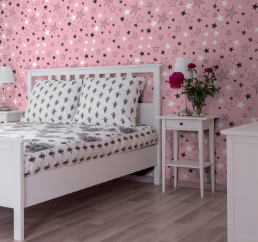 Carta da parati camera da letto Stelline rosa - TenStickers