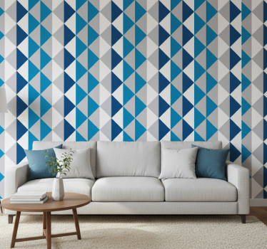 Carta da parati triangoli motivo blu classico - TenStickers