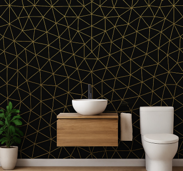 Carta da parati triangoli rete geometrica oro notte - TenStickers