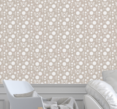 Carta parati floreale Floreale beige - TenStickers