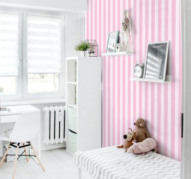 Carta da parati camera a strisce interni a righe rosa - TenStickers